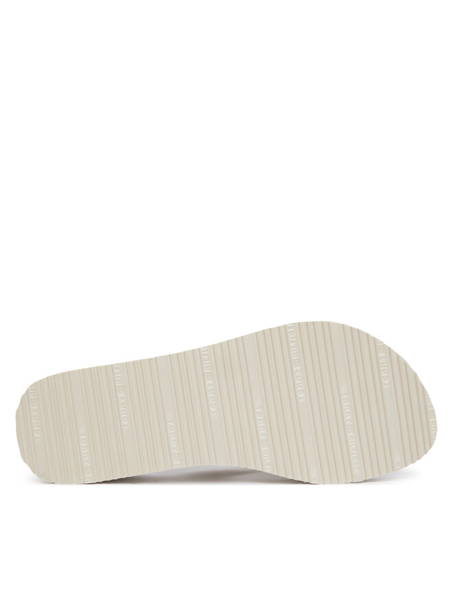 Tommy Hilfiger Zehentrenner Tommy Hilfiger Monogram Mid Wedge Sandal FW0FW09419 Creme
