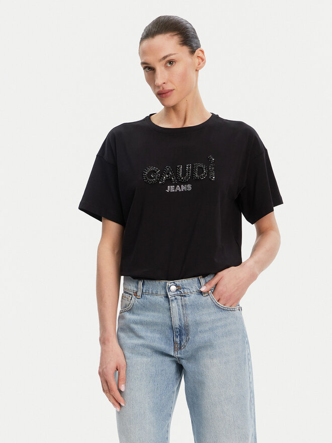 Gaudi Gaudi Футболка 511BD64030 Чорний Regular Fit