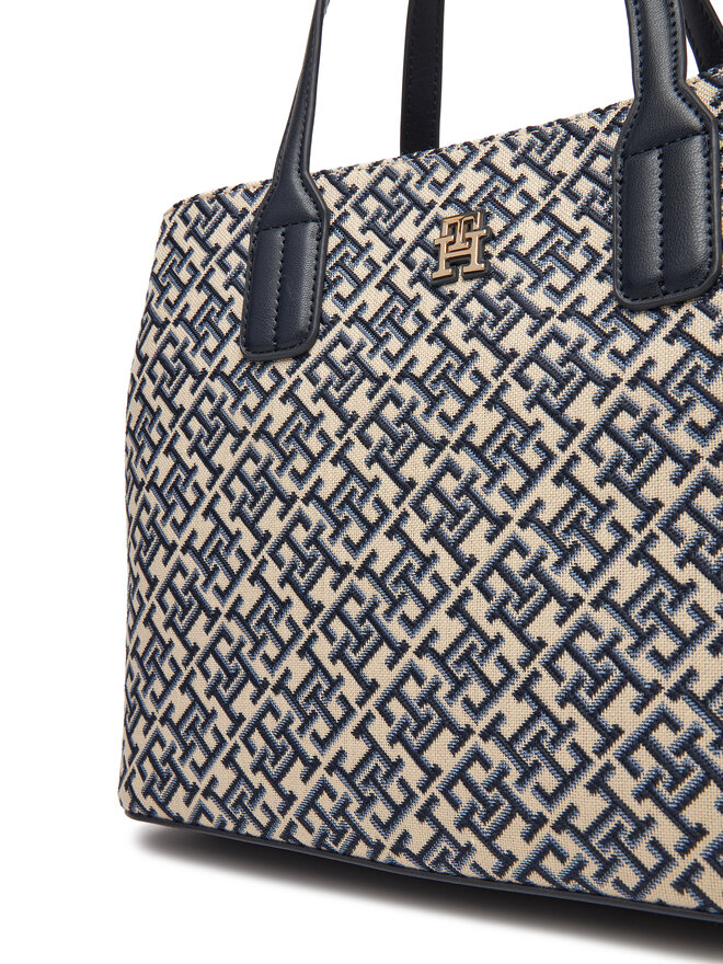 Tommy Hilfiger Kabelka Tommy Hilfiger Th Jacquard Satchel AW0AW17444 Tmavomodrá