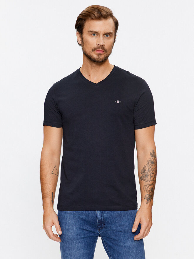 Gant Gant Marškinėliai Shield 2003186 Juoda Slim Fit