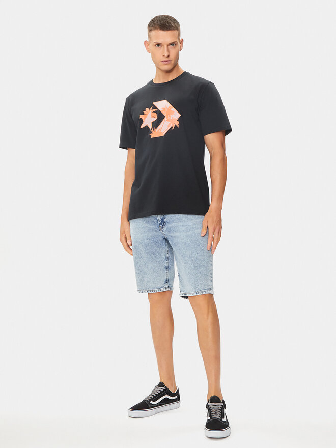 Converse Converse Marškinėliai M Festival Star Chev Tee 10026417-A01 Juoda Regular Fit