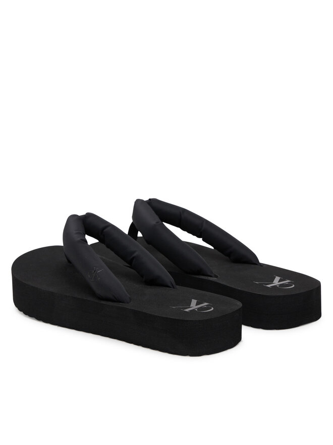 Calvin Klein Jeans Čības uz pirksta Calvin Klein Jeans Beach Sandal Flatform Ttxr Satin YW0YW01723 Melns