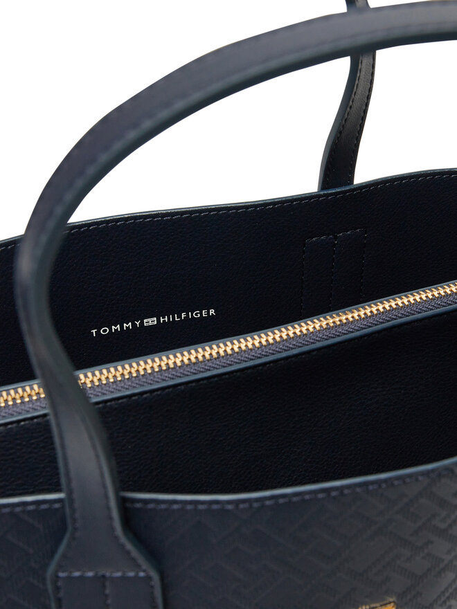 Tommy Hilfiger Kabelka Tommy Hilfiger Th Distinct Satchel Mono AW0AW17174 Tmavomodrá