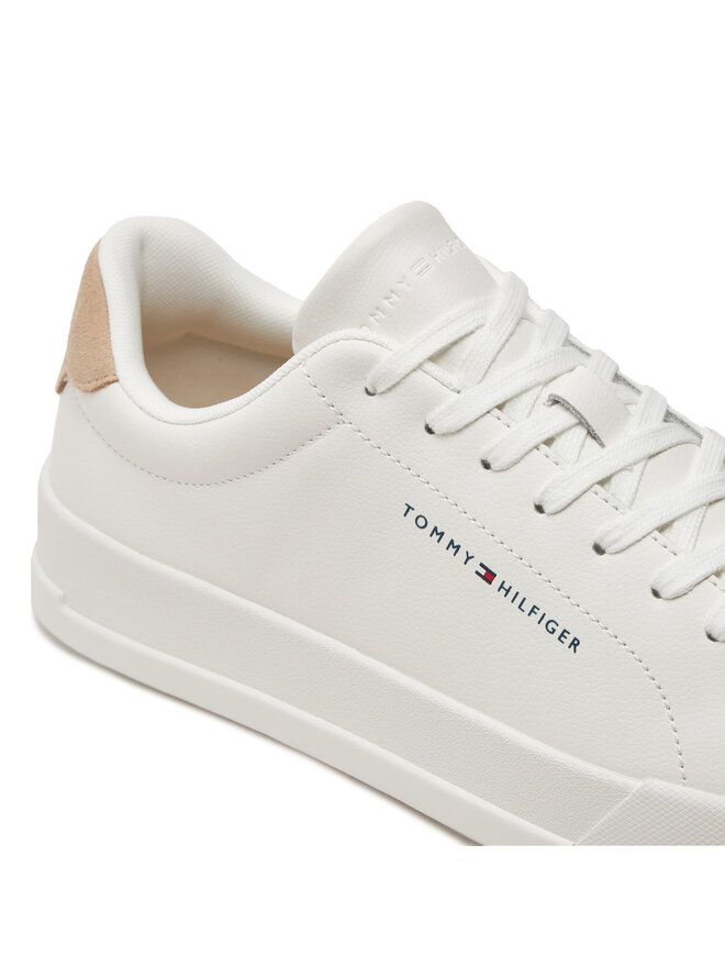 Tommy Hilfiger Sneakers Tommy Hilfiger Th Court Leather Grain Ess FM0FM05297 Écru