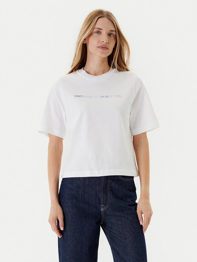 United Colors Of Benetton United Colors Of Benetton Marškinėliai 3BL0D109D Balta Relaxed Fit