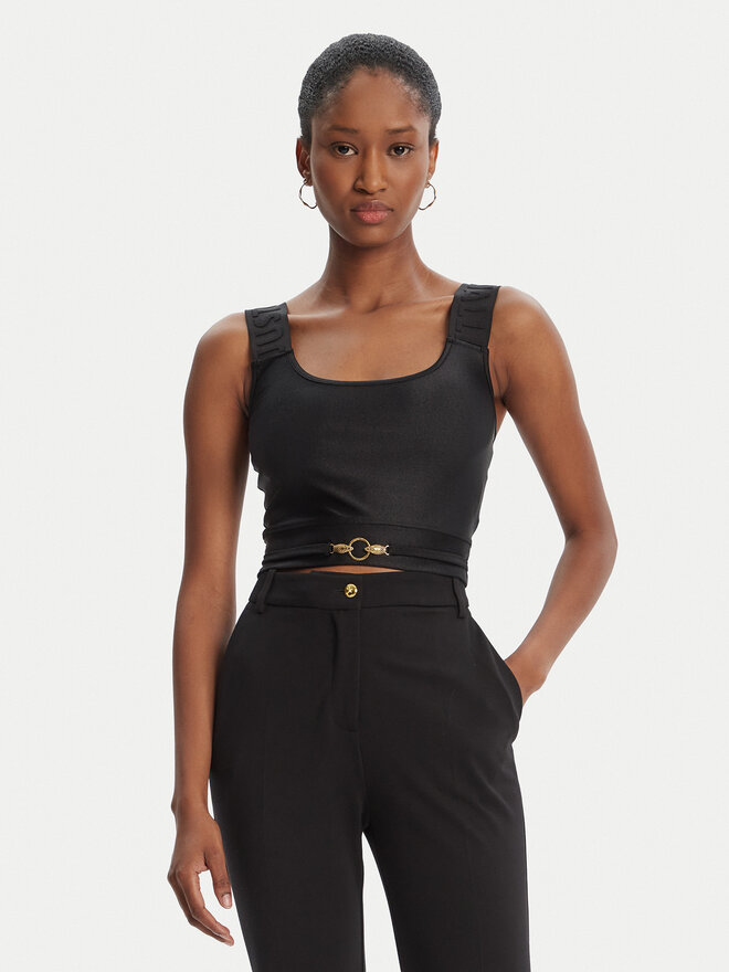 Just Cavalli Just Cavalli Top Crop Element 79PAM2A6 Schwarz Slim Fit