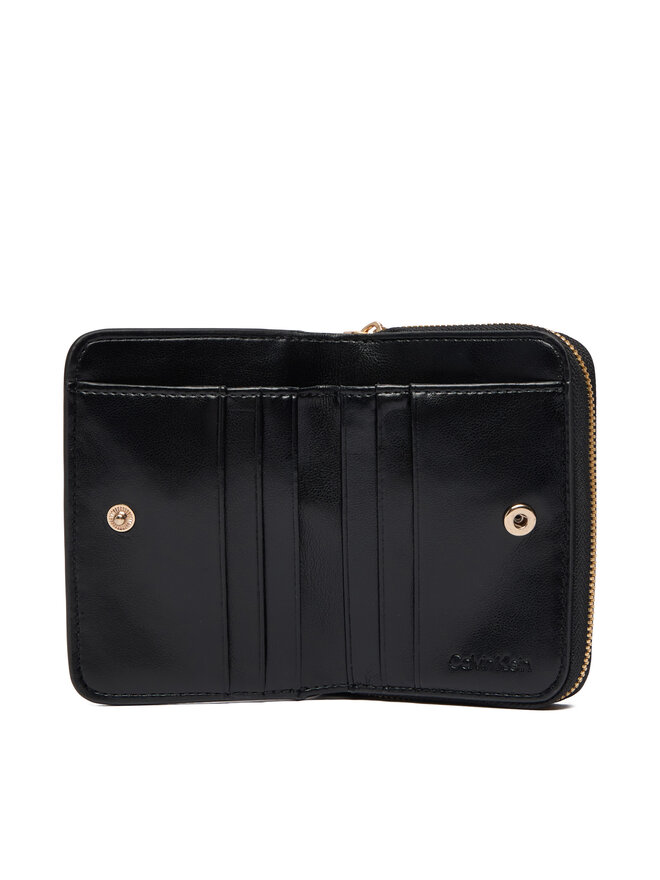 Calvin Klein Denarnica Calvin Klein Ck Croc Medium Flap Zip Around LV04F1095G Črna