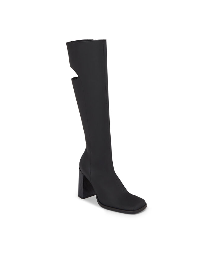Calvin Klein Jeans Μπότες Calvin Klein Jeans Long Heel Zip Boot Cut Out Edgy YW0YW01253 Μαύρο