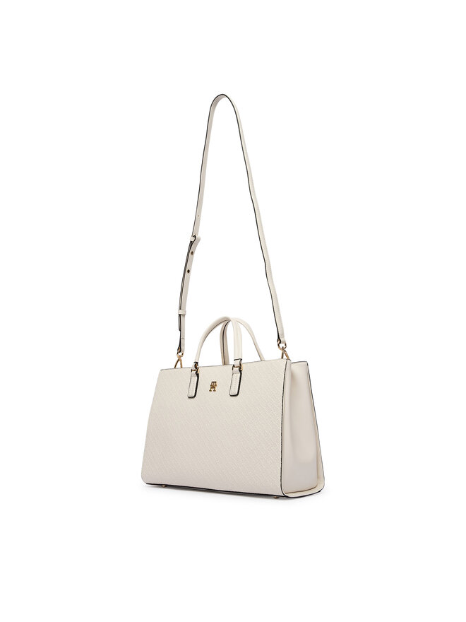 Tommy Hilfiger Handtasche Tommy Hilfiger Th Daily Satchel Mono AW0AW18418 Écru