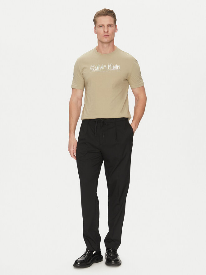 Calvin Klein Calvin Klein Camiseta Double Logo K10K114149 Beis Regular Fit