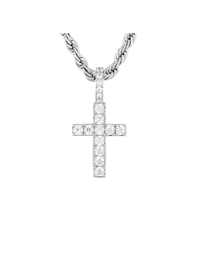 ICED STUFF Zawieszka ICED STUFF Micro Diamond Cross Białe złoto