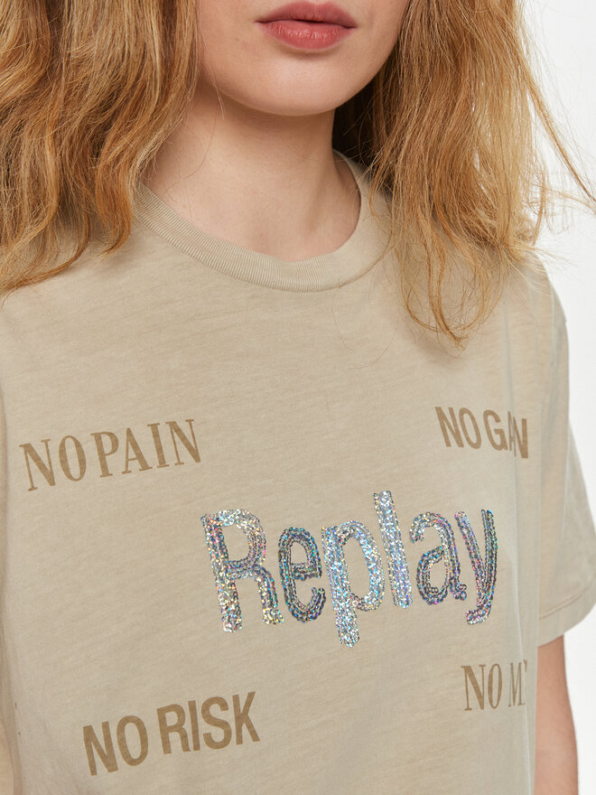 REPLAY REPLAY Camiseta W3072A.000.22658M Beis Regular Fit