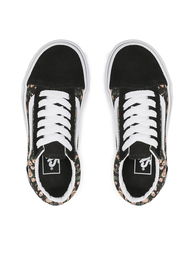 Vans old skool black and white roses on sale