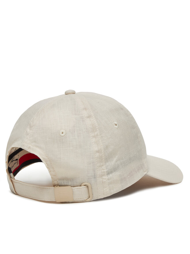 Tommy Hilfiger Cap Tommy Hilfiger Essential Flag Linen Cap AW0AW17130 Écru