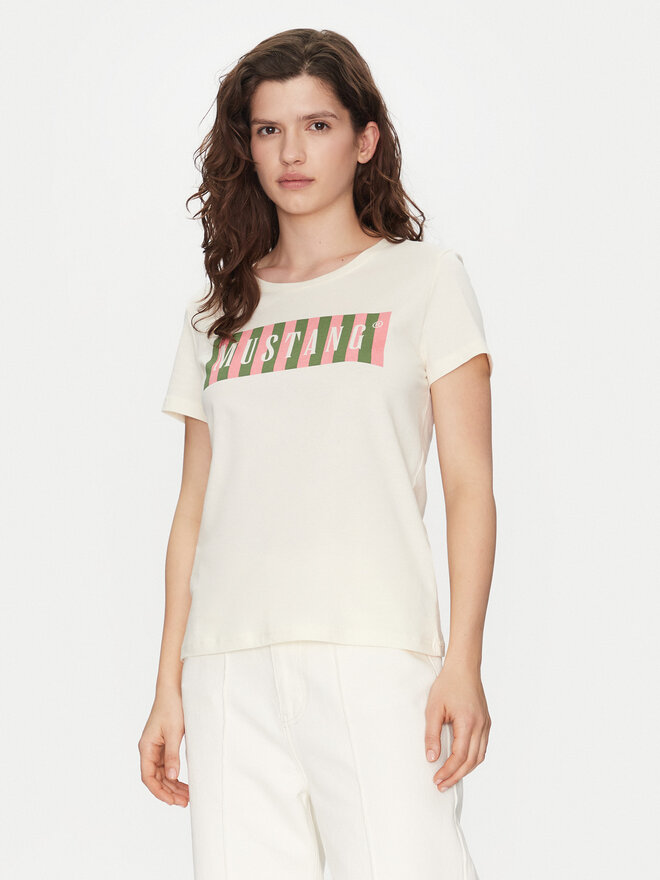 Mustang Mustang T-Shirt Alma 1016138 Εκρού Regular Fit