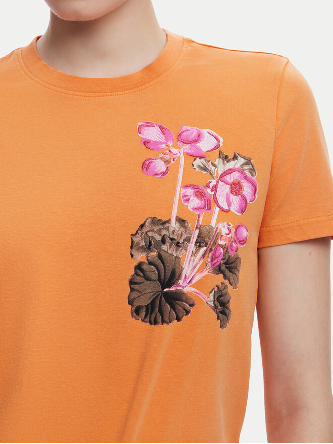 Desigual Desigual Marškinėliai Botanical 25SWTK48 Oranžinė Slim Fit