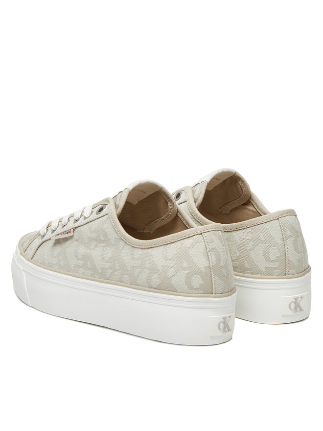 Calvin Klein Jeans Sportcipők Calvin Klein Jeans Vulc Flatf Jacquard Aop YW0YW01965 Bézs