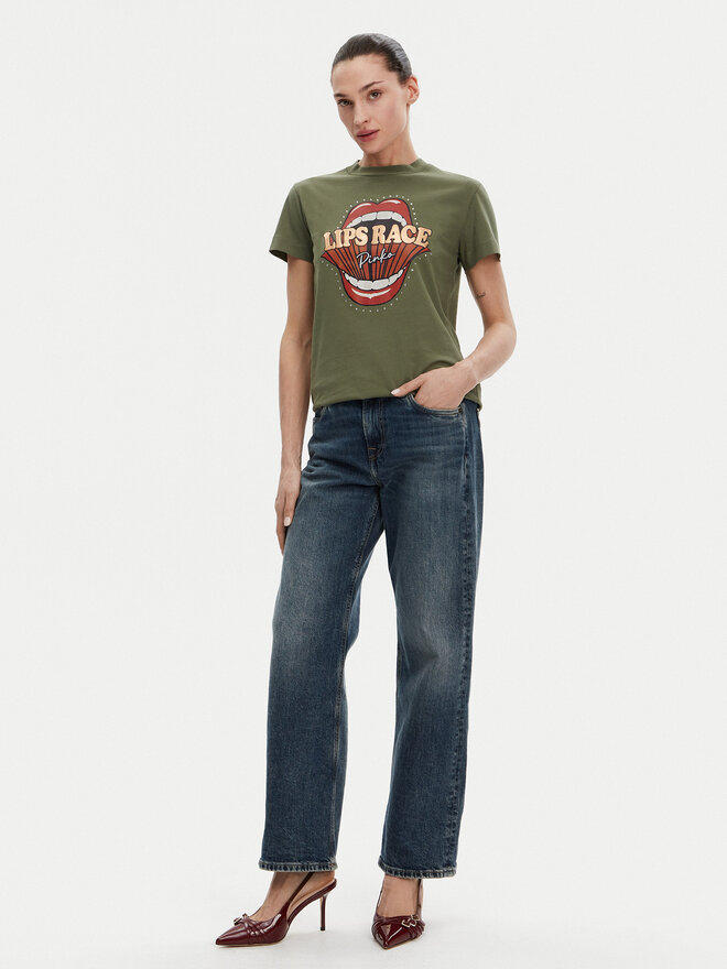 PINKO PINKO T-Shirt Trapani 105050 A2D8 Khakifarben Regular Fit