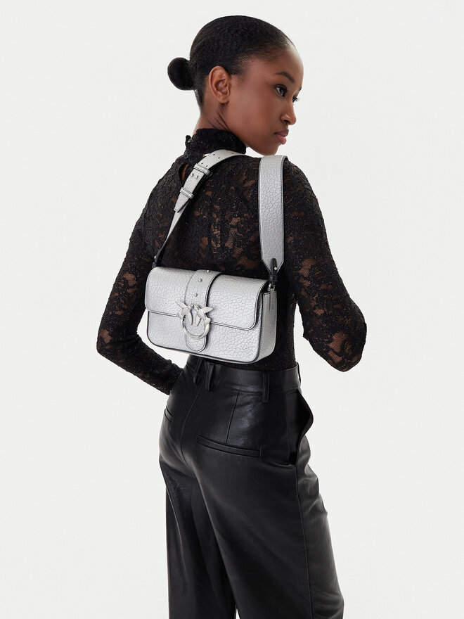 PINKO Сумка PINKO Love One Mini Slouchy Fl AI 25-26 PLTT 104340 A2JT Срібний