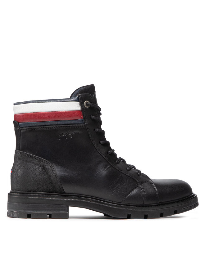 Tommy Hilfiger Csizma Tommy Hilfiger Elevated Rwb Collar Lth Boot FM0FM03825 Fekete