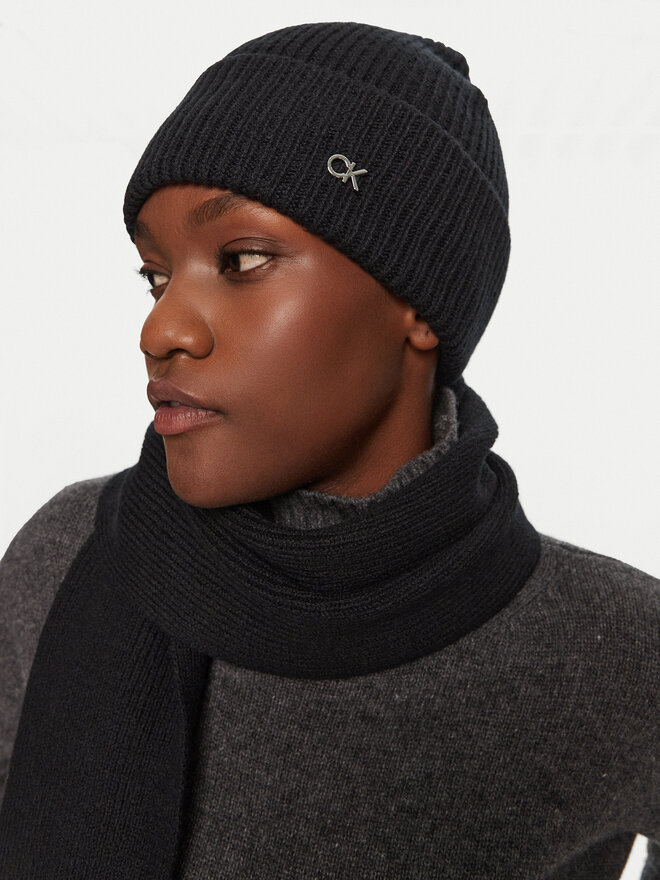 Calvin Klein Sada čepice a šál Calvin Klein Chunky K60K612621 Černá