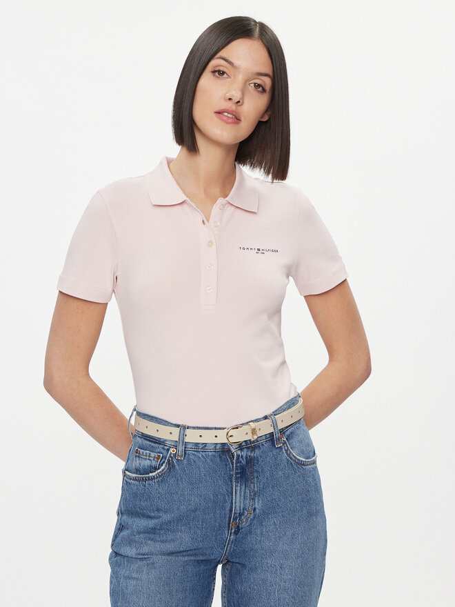 Tommy Hilfiger Tommy Hilfiger Pólóing Logo WW0WW41032 Rózsaszín Slim Fit