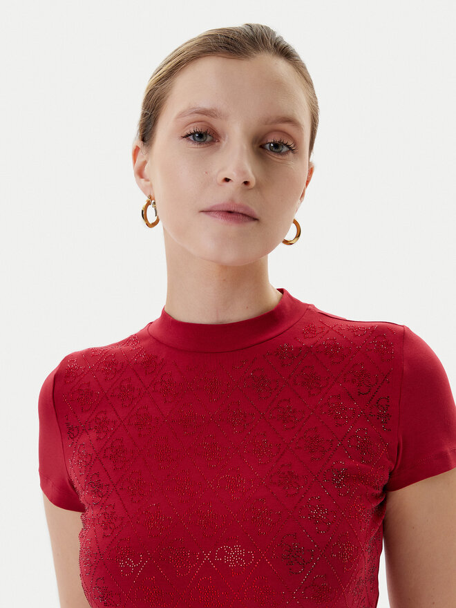 Guess Guess Póló W4BI26 J1314 Bordó Regular Fit