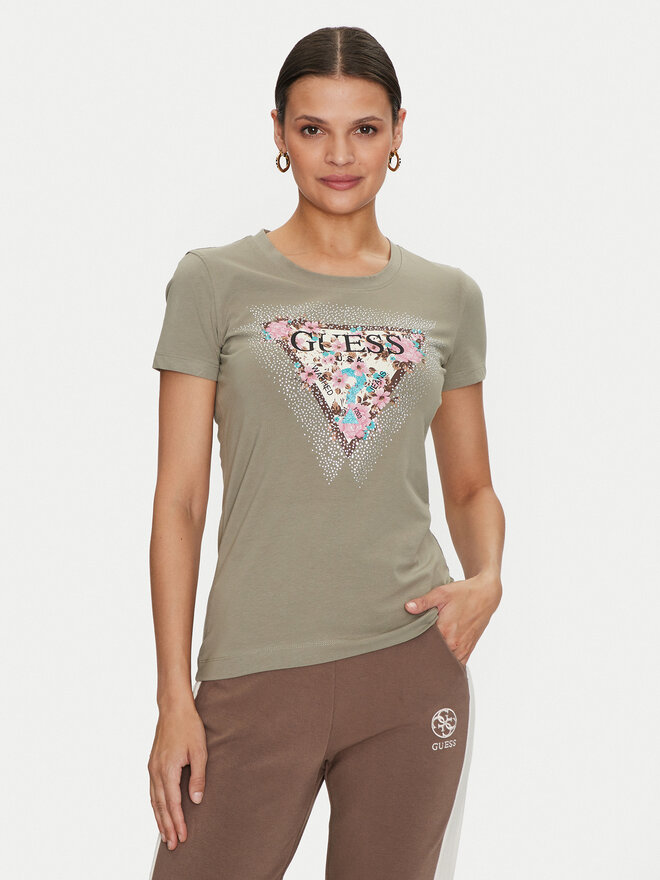 Guess Guess Camiseta Cherry Flower W4YI26 J1314 Verde Slim Fit