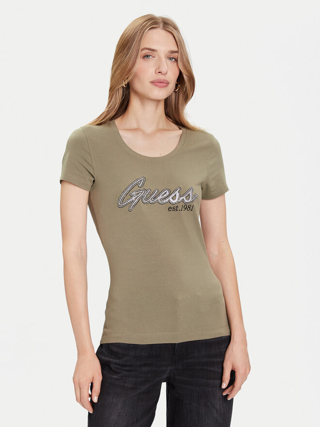 Guess Guess Футболка W5YI16 J1314 Зелений Regular Fit