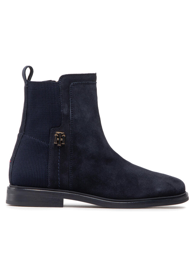 Tommy Hilfiger Stiefeletten Tommy Hilfiger Essentials Flat Boot FW0FW06740 Dunkelblau
