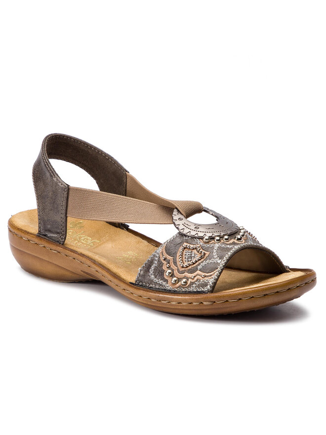 Sandalias Rieker Mujer 68182 - Cuña 6,1cm - Cuero Sintético - Velcro