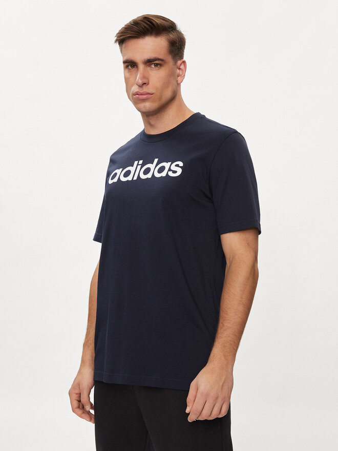 adidas adidas Marškinėliai Essentials Single Jersey Linear Embroidered Logo T-Shirt IC9275 Mėlyna Regular Fit