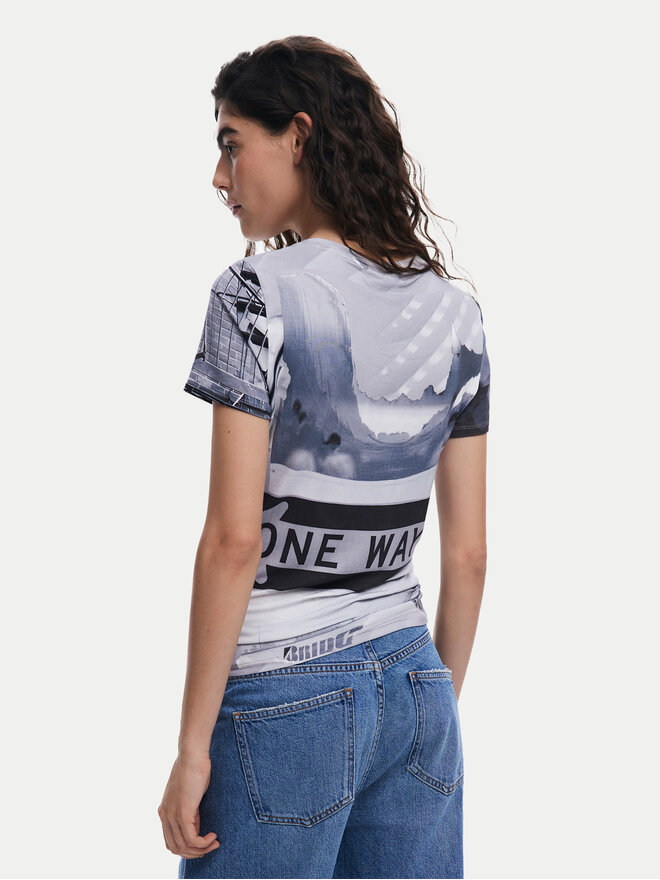Desigual Desigual Marškinėliai Potomac 25SWTKA0 Pilka Slim Fit