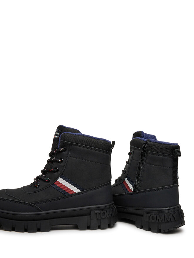 Tommy Hilfiger Черевики туристичні Tommy Hilfiger Stripes Fur Boot T3X5-33713-1487 S Чорний