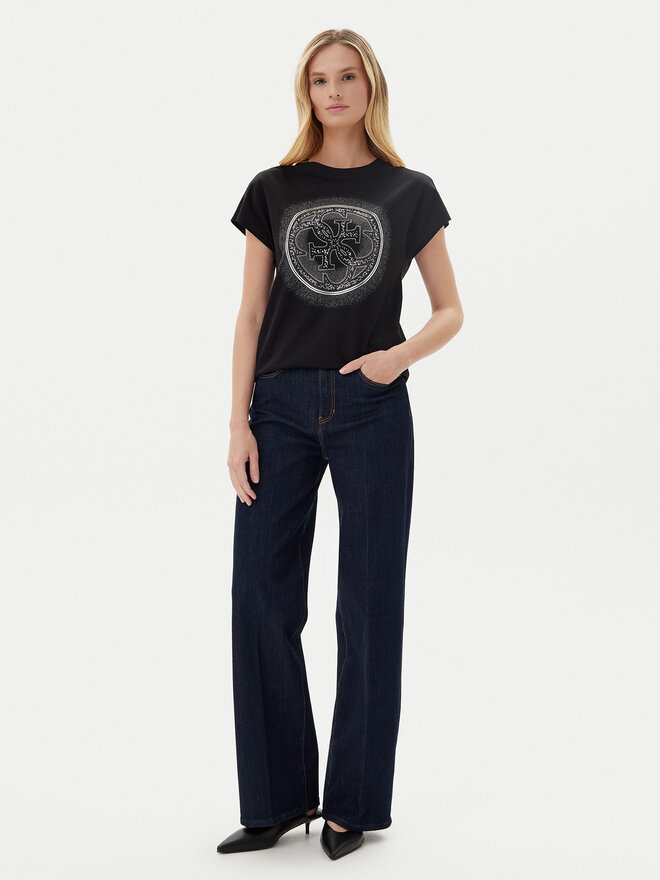 Guess Guess Marškinėliai W5YI14 I3Z14 Juoda Regular Fit