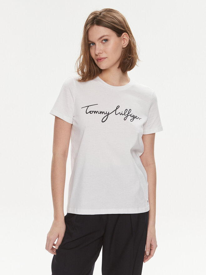Tommy Hilfiger Tommy Hilfiger Camiseta Signature WW0WW41674 Blanco Regular Fit