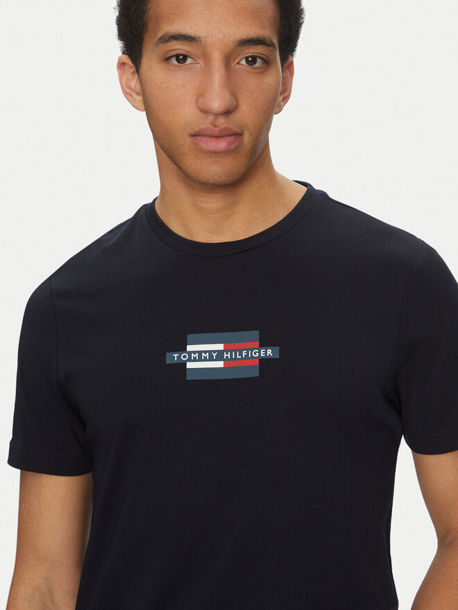 Tommy Hilfiger Tommy Hilfiger Póló Flag Box MW0MW38636 Sötétkék Regular Fit