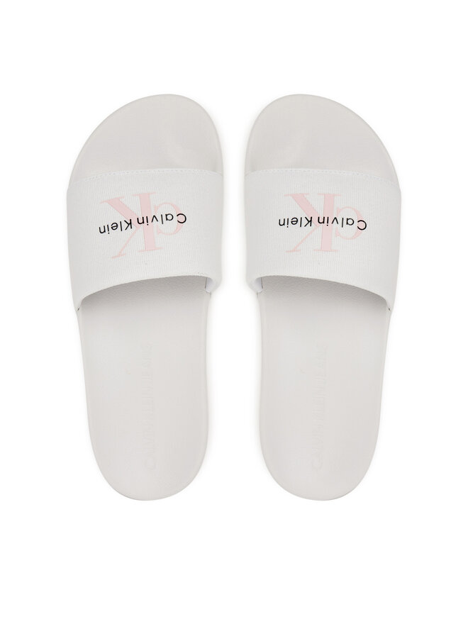 Calvin Klein Jeans Pantoletten Calvin Klein Jeans Slide Monogram Wn Logo Ck YW0YW01967 Weiß