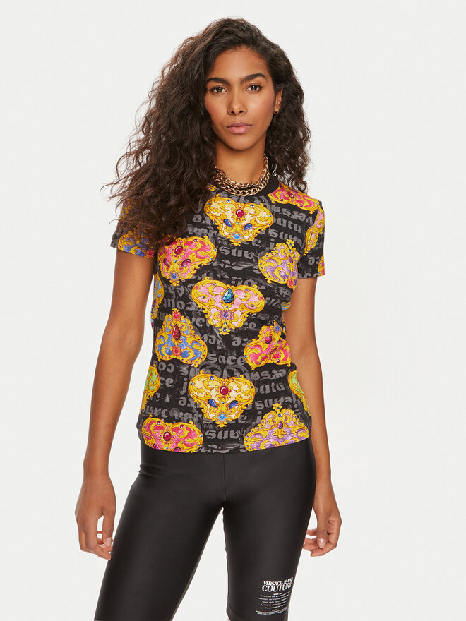 Versace Jeans Couture Versace Jeans Couture Póló 76HAH6B8 Fekete Slim Fit