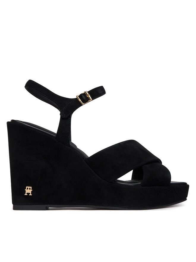 Tommy Hilfiger Sandalen Tommy Hilfiger Suede Wrapped High Wedge FW0FW09218 Schwarz
