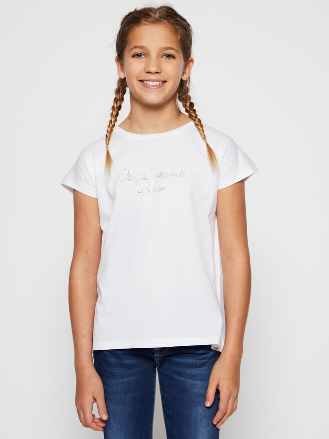 Pepe Jeans Pepe Jeans Marškinėliai Nuria PG502460 Balta Regular Fit