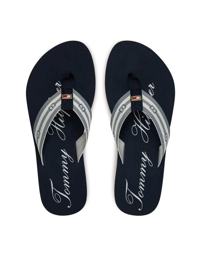 Tommy Hilfiger Flip flop Tommy Hilfiger Im Th Signature Beach Sandal FW0FW08369 Bleumarin