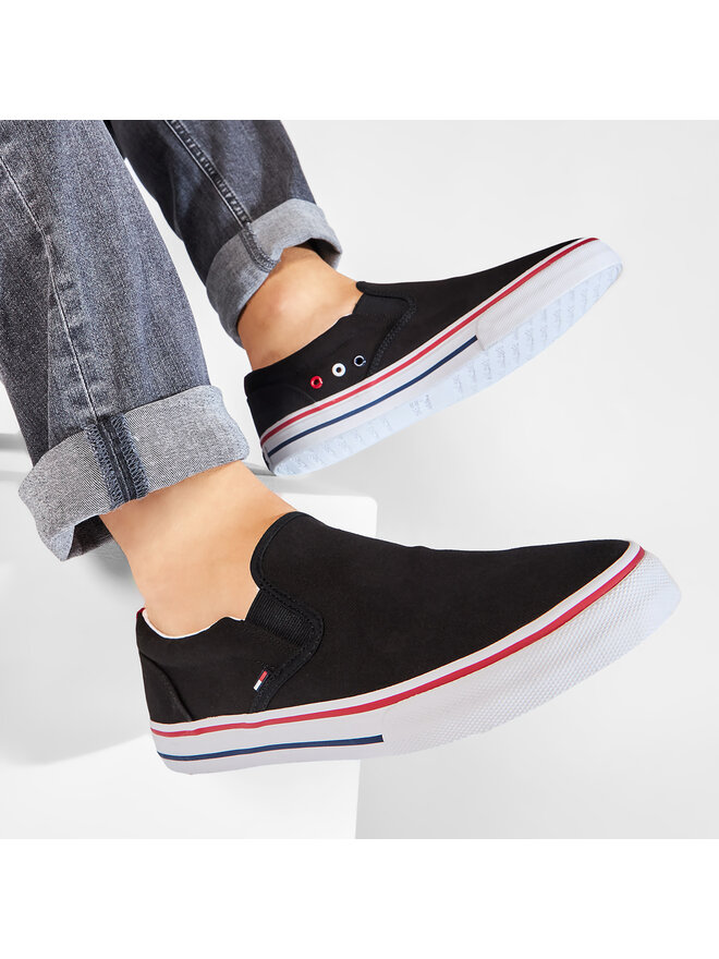 Tommy Jeans Sneakers aus Stoff Tommy Jeans Textile Slip On EM0EM00002 Schwarz