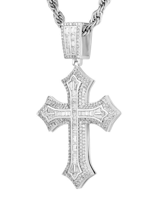 ICED STUFF Ciondolo ICED STUFF 2pac Cross Oro bianco