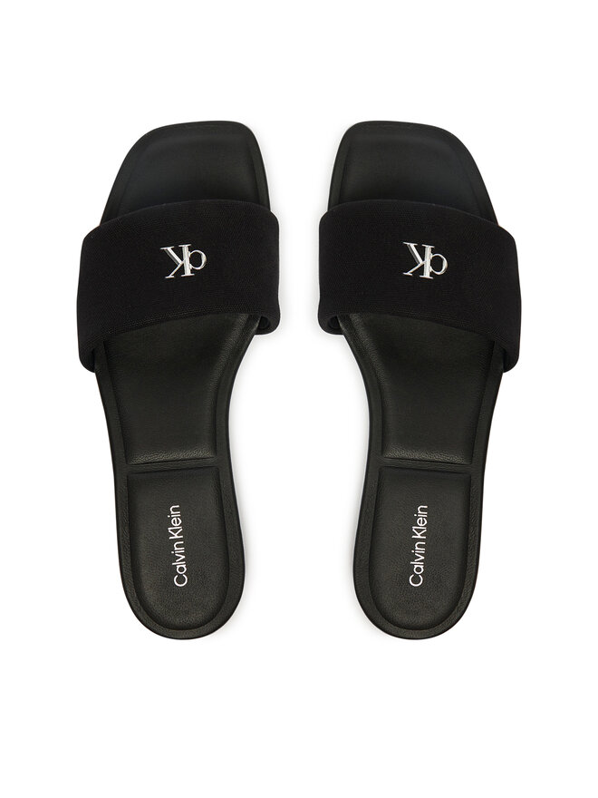 Calvin Klein Pantoletten Calvin Klein Square Flat Sndl Canvas Hw HW0HW03129 Schwarz