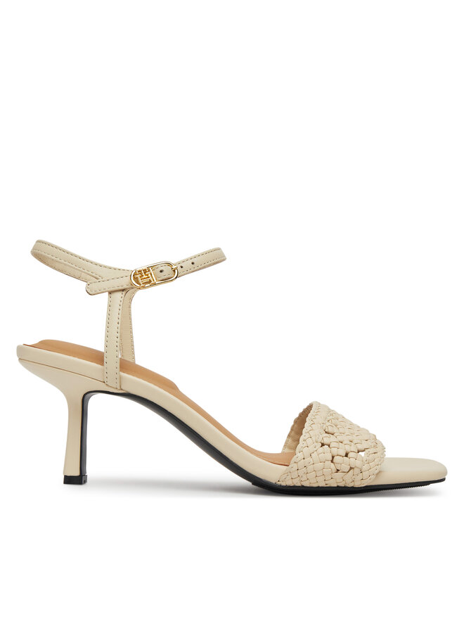 Tommy Hilfiger Sandały Tommy Hilfiger Crochet Lthr Kitten Sandal FW0FW08587 Beżowy