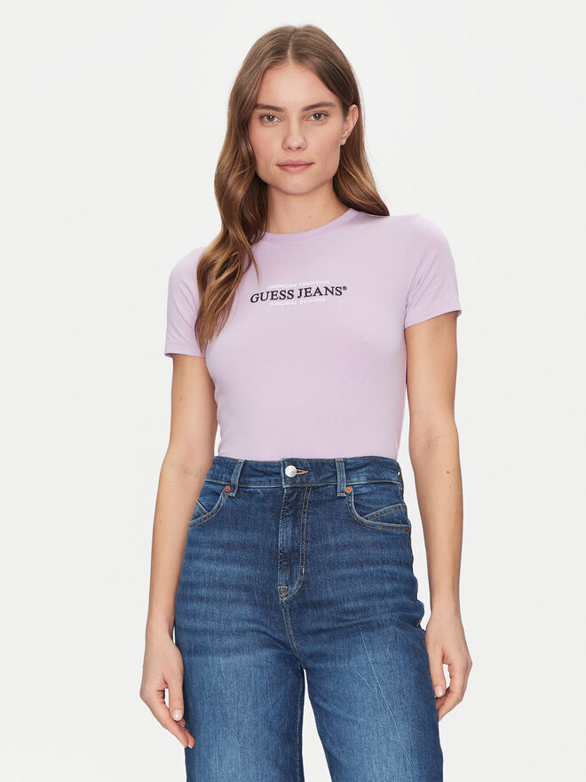 Guess Jeans Guess Jeans Marškinėliai W4YI03 J1314 Violetinė Slim Fit