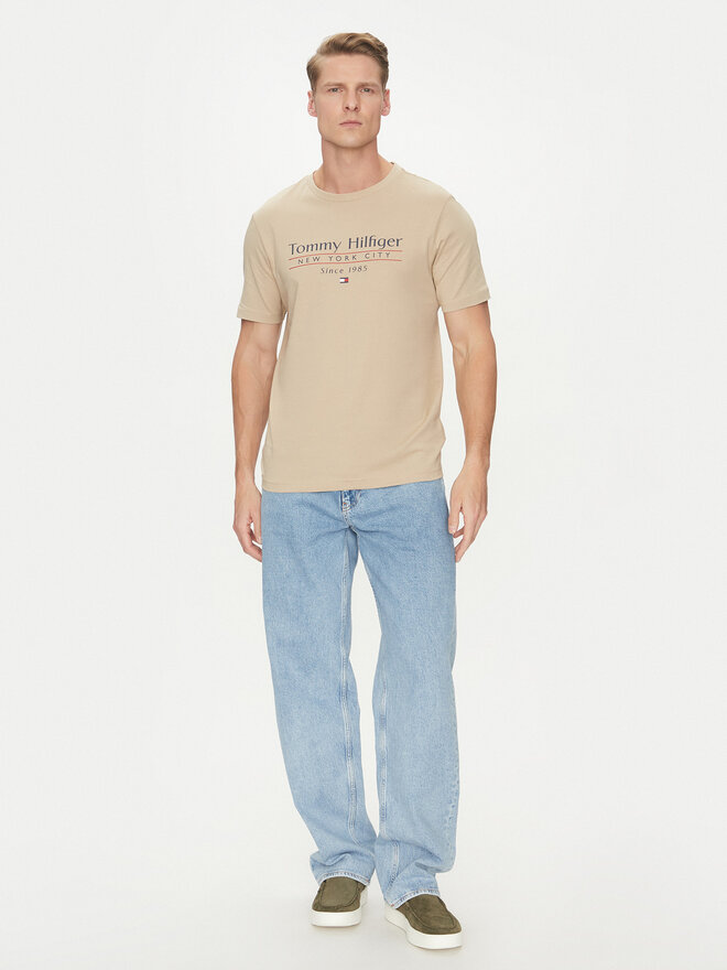Tommy Hilfiger Tommy Hilfiger Camiseta Center Stack MW0MW38621 Beis Regular Fit