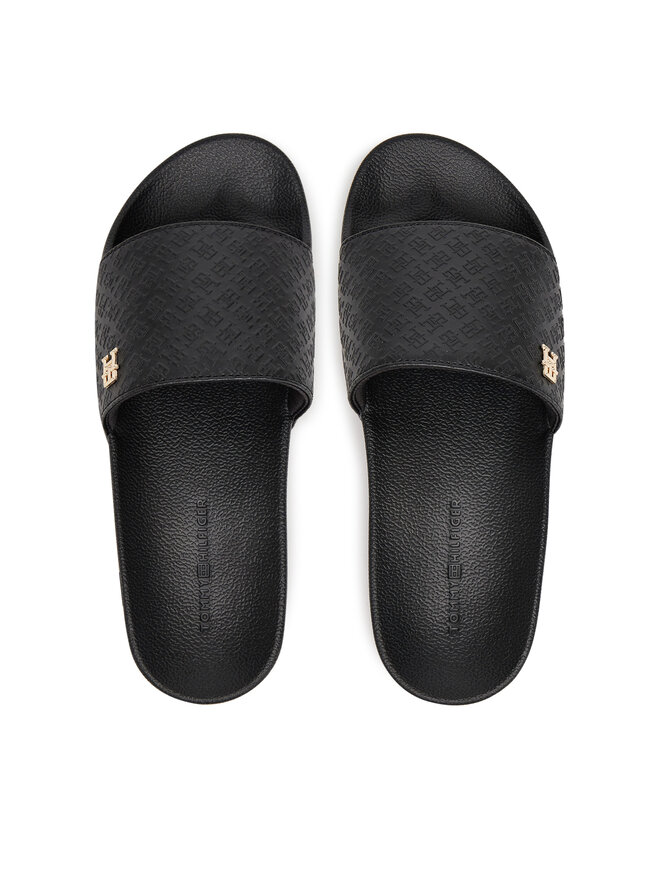 Tommy Hilfiger Pantoletten Tommy Hilfiger Th Monogram Poolside FW0FW08525 Schwarz