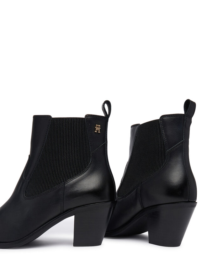 Tommy Hilfiger Stiefeletten Tommy Hilfiger Leather Western Chelsea Boot FW0FW09582 Schwarz
